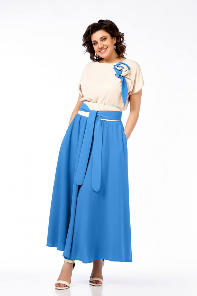 Платье Ольга Стиль С-912 молочно-голубой - фото 5