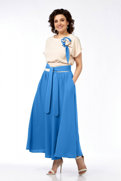 Платье Ольга Стиль С-912 молочно-голубой - фото 1