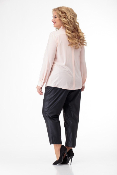 Блуза из мягкой ткани с складками и воротником-стойкой Anelli 408 розовый - фото 3