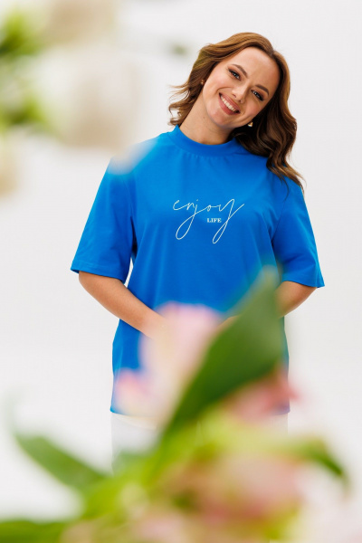 Брюки, футболка Michel chic 1419 лазурь,белый - фото 7