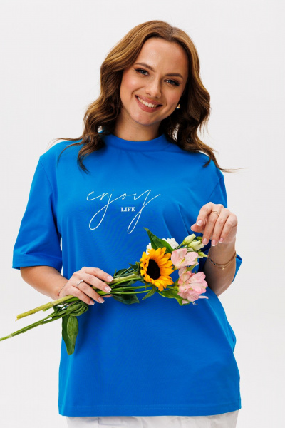 Брюки, футболка Michel chic 1419 лазурь,белый - фото 6