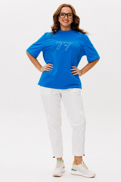 Брюки, футболка Michel chic 1419 лазурь,белый - фото 2