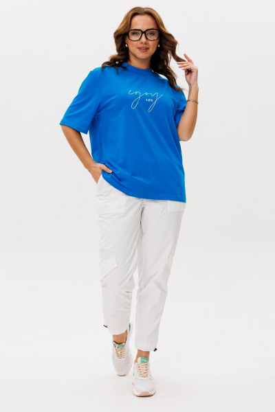 Брюки, футболка Michel chic 1419 лазурь,белый - фото 1