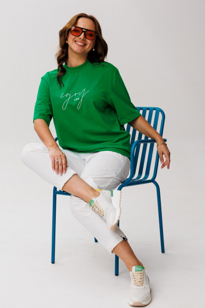 Брюки, футболка Michel chic 1419 зеленый,белый - фото 3