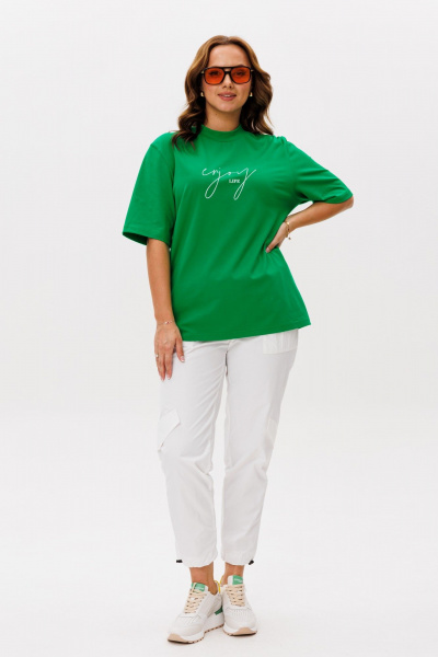 Брюки, футболка Michel chic 1419 зеленый,белый - фото 2