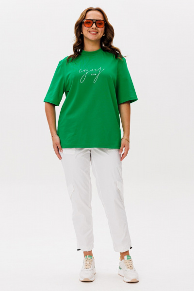 Брюки, футболка Michel chic 1419 зеленый,белый - фото 1