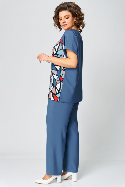 Блуза, брюки Мишель стиль 1265 дымчато-синий - фото 6