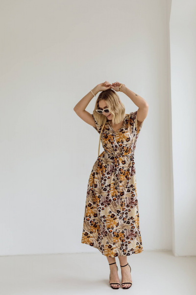 Платье КАЛИНКА ВВ-3113-Л24 серо-коричневый - фото 4