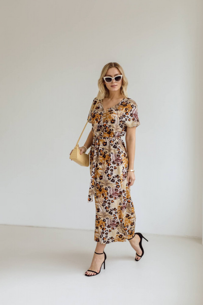 Платье КАЛИНКА ВВ-3113-Л24 серо-коричневый - фото 3