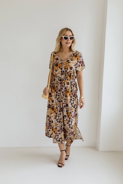 Платье КАЛИНКА ВВ-3113-Л24 серо-коричневый - фото 2