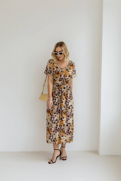 Платье КАЛИНКА ВВ-3113-Л24 серо-коричневый - фото 1