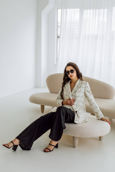 Жакет КАЛИНКА ВК-3484А-Л24 натурально-черная клетка - фото 5