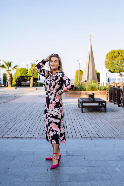 Платье КАЛИНКА ВП-3491-Л23 черно-розовый - фото 1