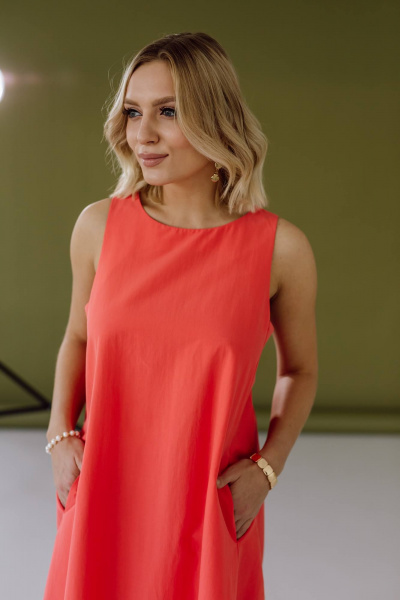 Платье КАЛИНКА КХ-7999-Л24 коралловый - фото 4