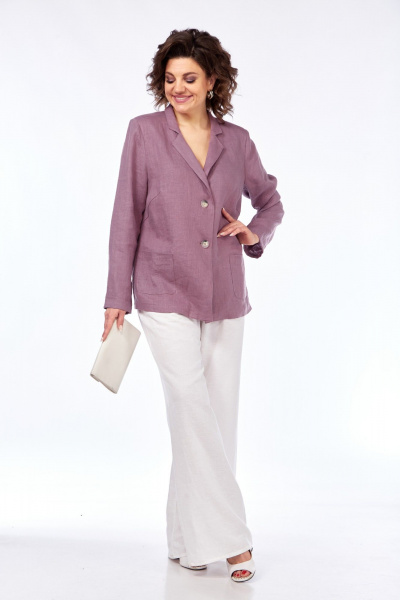 Брюки, жакет Диомант 2061 лаванда+белый - фото 4