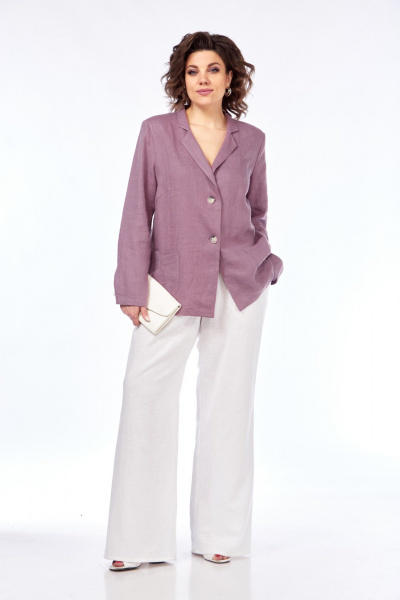 Брюки, жакет Диомант 2061 лаванда+белый - фото 1