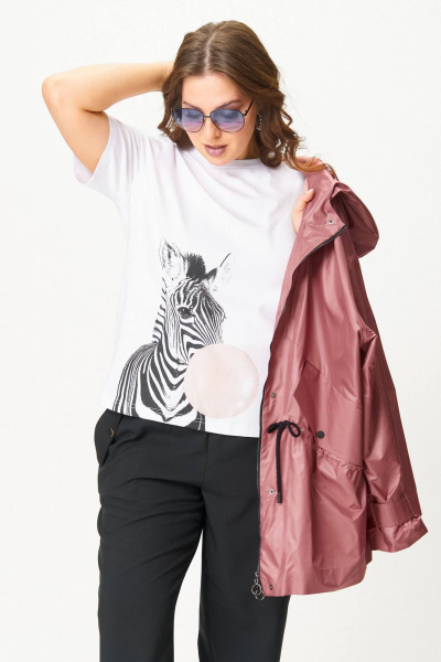 Майка SOVA 11283 белый+розовый - фото 2