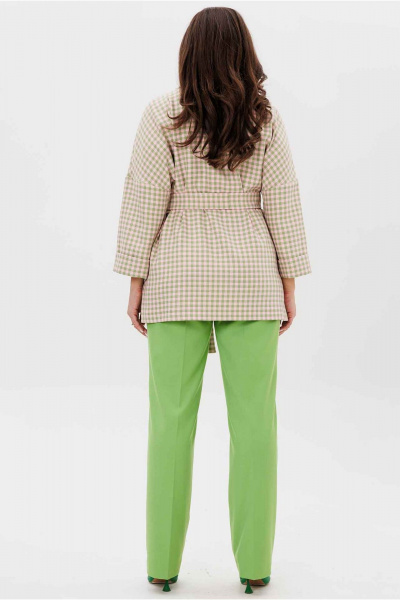 Брюки, жакет Mislana 1185 клетка_(беж-розовый-зеленый)/зеленый - фото 5