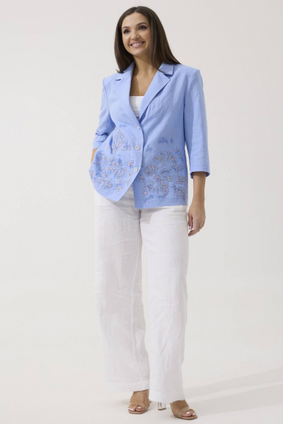 Брюки, жакет Ma Сherie 3133 голубой+белый - фото 6