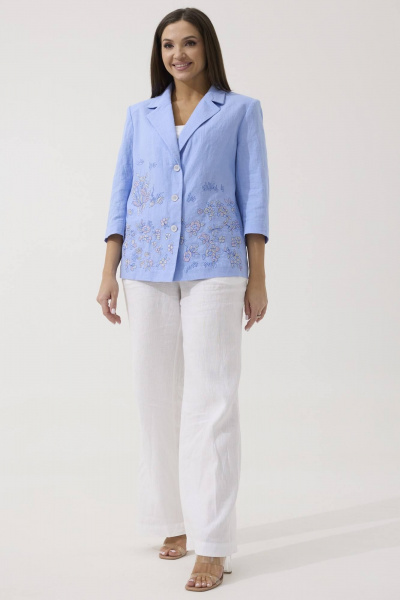 Брюки, жакет Ma Сherie 3133 голубой+белый - фото 3