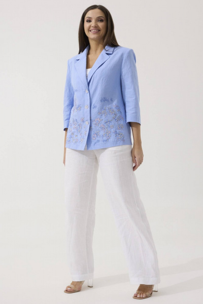 Брюки, жакет Ma Сherie 3133 голубой+белый - фото 1