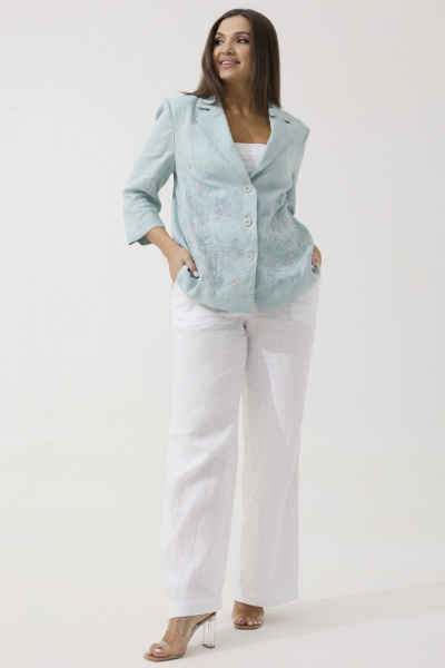 Брюки, жакет Ma Сherie 3133 мятный+белый - фото 9