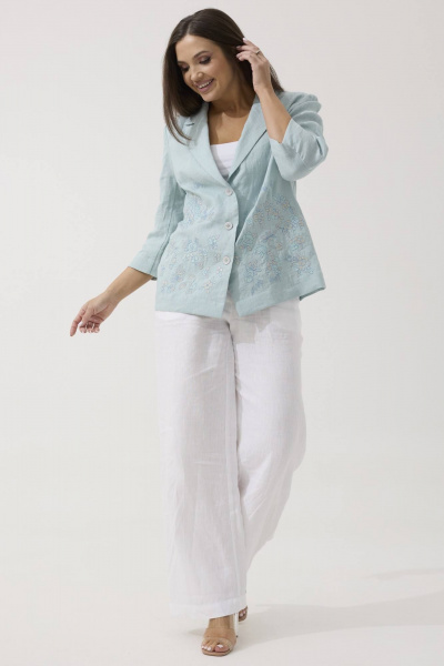 Брюки, жакет Ma Сherie 3133 мятный+белый - фото 8