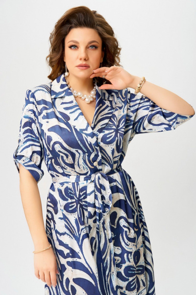 Платье Fita 1553 бежево-синий - фото 6