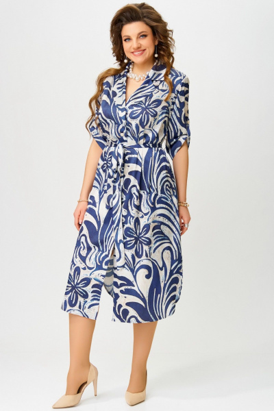 Платье Fita 1553 бежево-синий - фото 2
