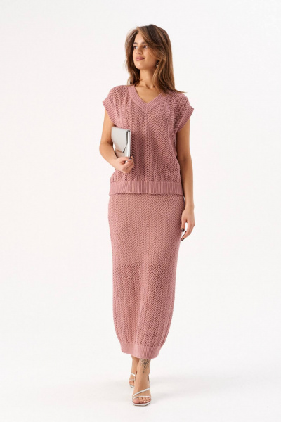 Топ, юбка Romgil РВ0214-ХЛ4 ягодный крем - фото 8