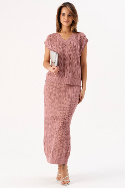 Топ, юбка Romgil РВ0214-ХЛ4 ягодный крем - фото 1