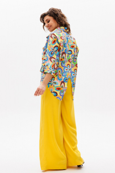 Блуза, брюки Michel chic 1411 мультиколор,охра - фото 5