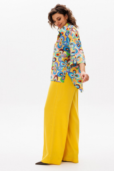 Блуза, брюки Michel chic 1411 мультиколор,охра - фото 4