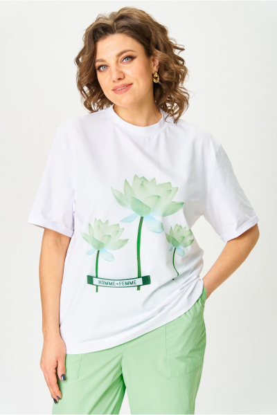 Брюки, футболка Michel chic 1414 белый,салатовый - фото 7