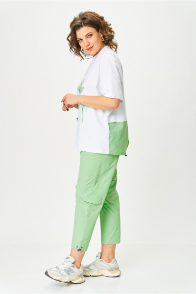 Брюки, футболка Michel chic 1414 белый,салатовый - фото 5