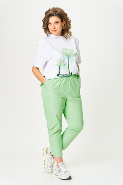 Брюки, футболка Michel chic 1414 белый,салатовый - фото 4