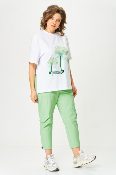 Брюки, футболка Michel chic 1414 белый,салатовый - фото 2