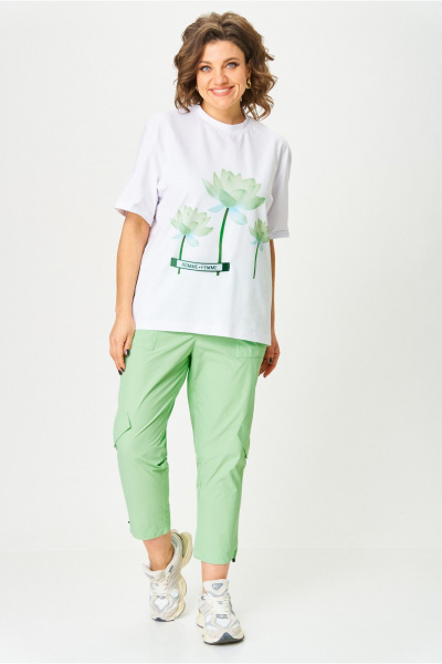 Брюки, футболка Michel chic 1414 белый,салатовый - фото 1