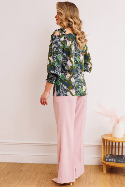 Блуза, брюки Мода Юрс 2748 зеленый+розовый - фото 6