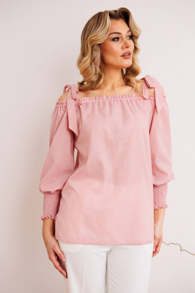 Блуза, брюки Мода Юрс 2748 розовый+молочный - фото 3