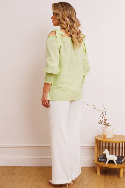 Блуза, брюки Мода Юрс 2748 салатовый+молочный - фото 6
