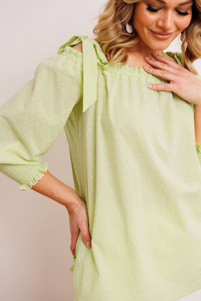 Блуза, брюки Мода Юрс 2748 салатовый+молочный - фото 4