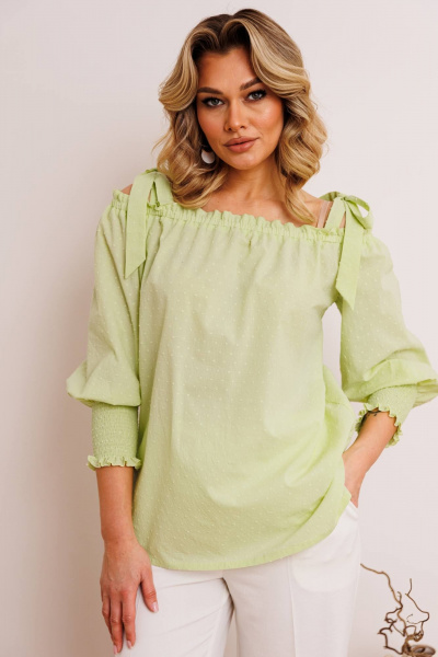 Блуза, брюки Мода Юрс 2748 салатовый+молочный - фото 3