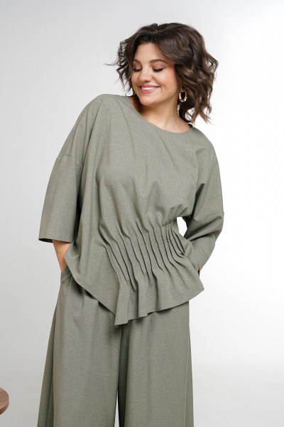 Блуза, кюлоты Alani Collection 2311 олива - фото 7