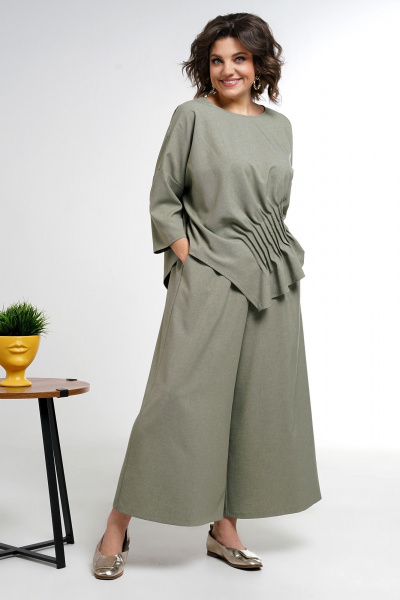 Блуза, кюлоты Alani Collection 2311 олива - фото 2