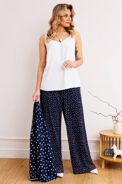 Блуза, брюки, топ Мода Юрс 2900 синий_горох - фото 10