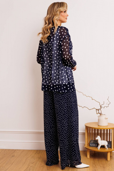 Блуза, брюки, топ Мода Юрс 2900 синий_горох - фото 9