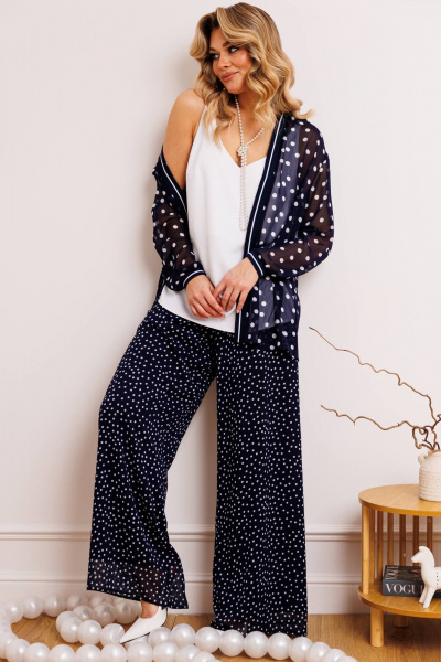 Блуза, брюки, топ Мода Юрс 2900 синий_горох - фото 8