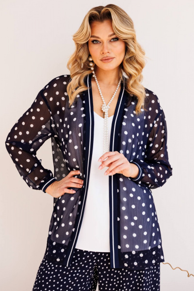 Блуза, брюки, топ Мода Юрс 2900 синий_горох - фото 7