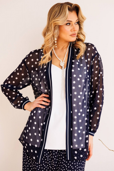 Блуза, брюки, топ Мода Юрс 2900 синий_горох - фото 5